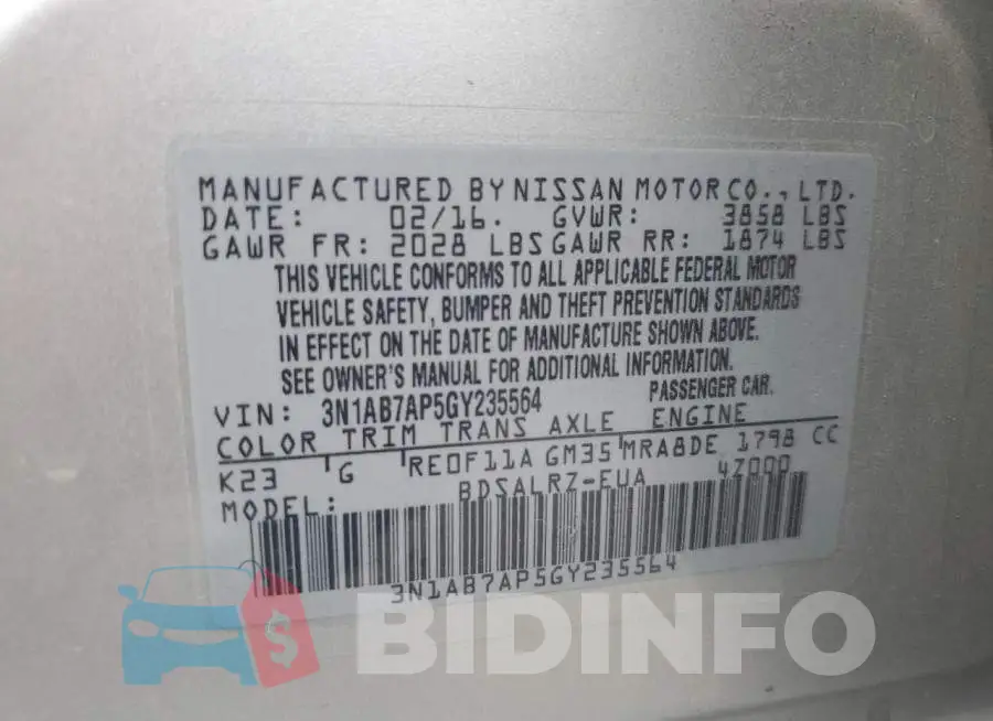 3N1AB7AP5GY235564 Photo# 13