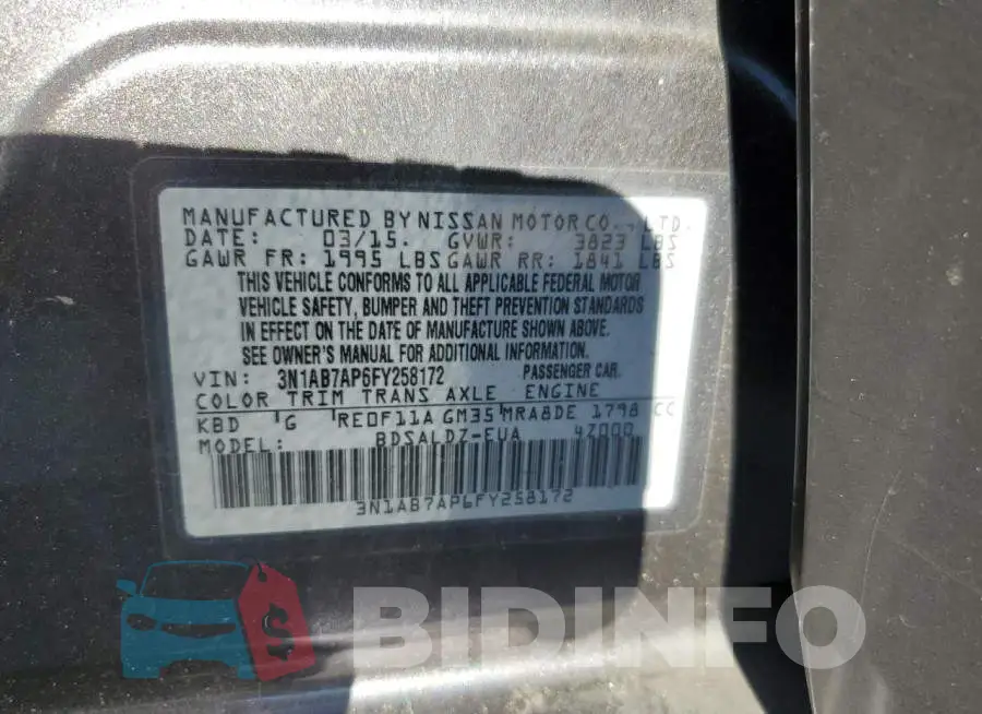 3N1AB7AP6FY258172 Photo# 13
