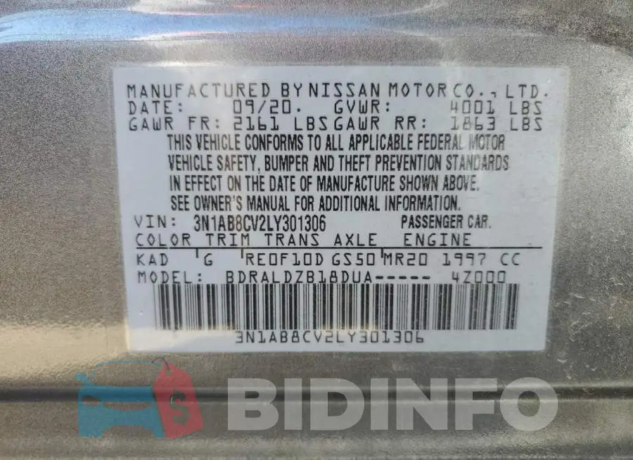 3N1AB8CV2LY301306 Photo# 12