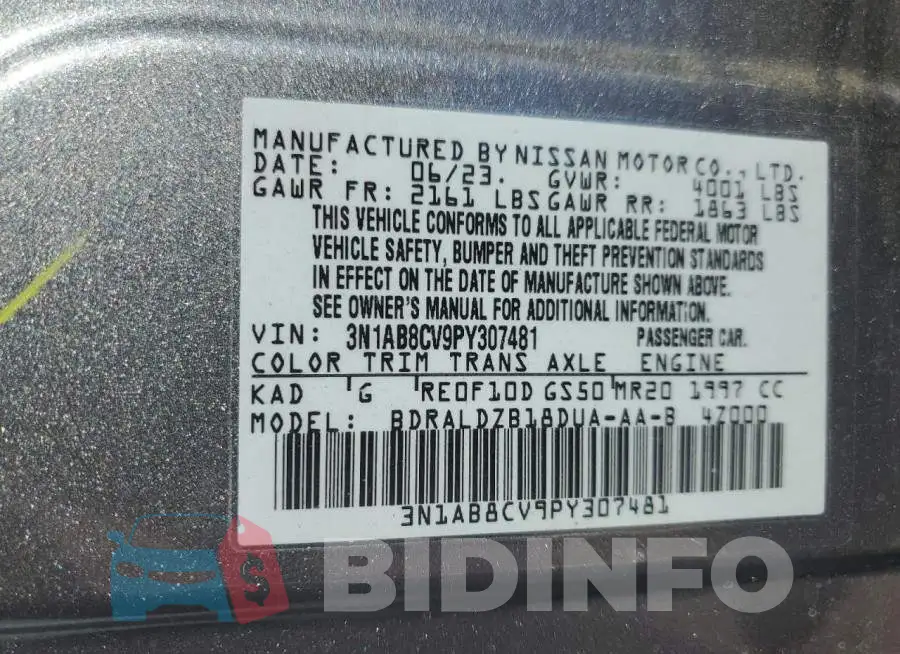 3N1AB8CV9PY307481 Photo# 13