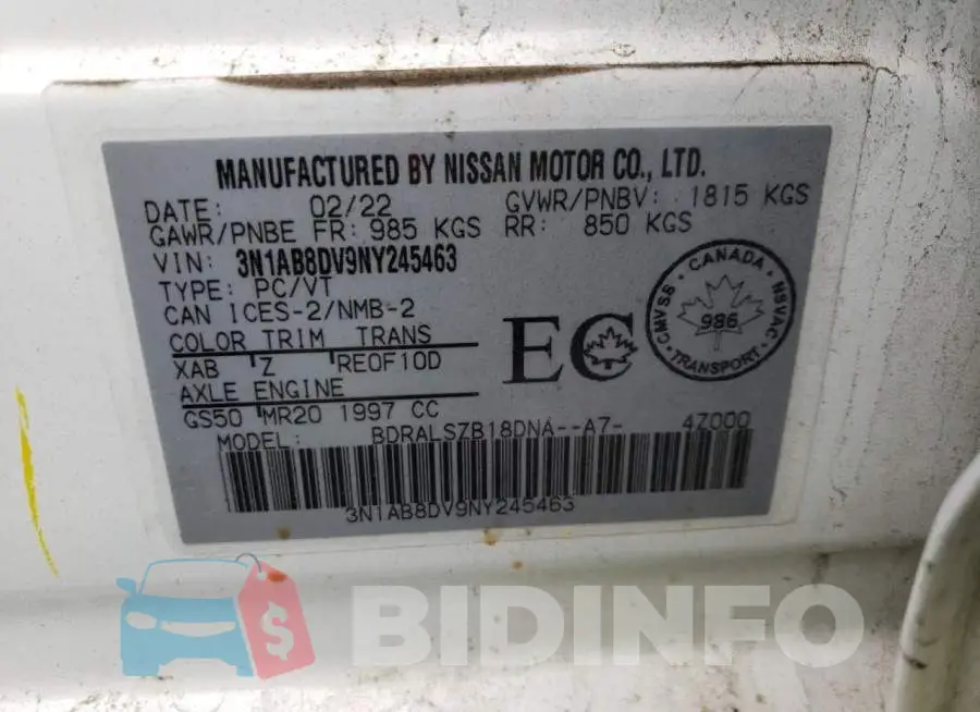 3N1AB8DV9NY245463 Photo# 13