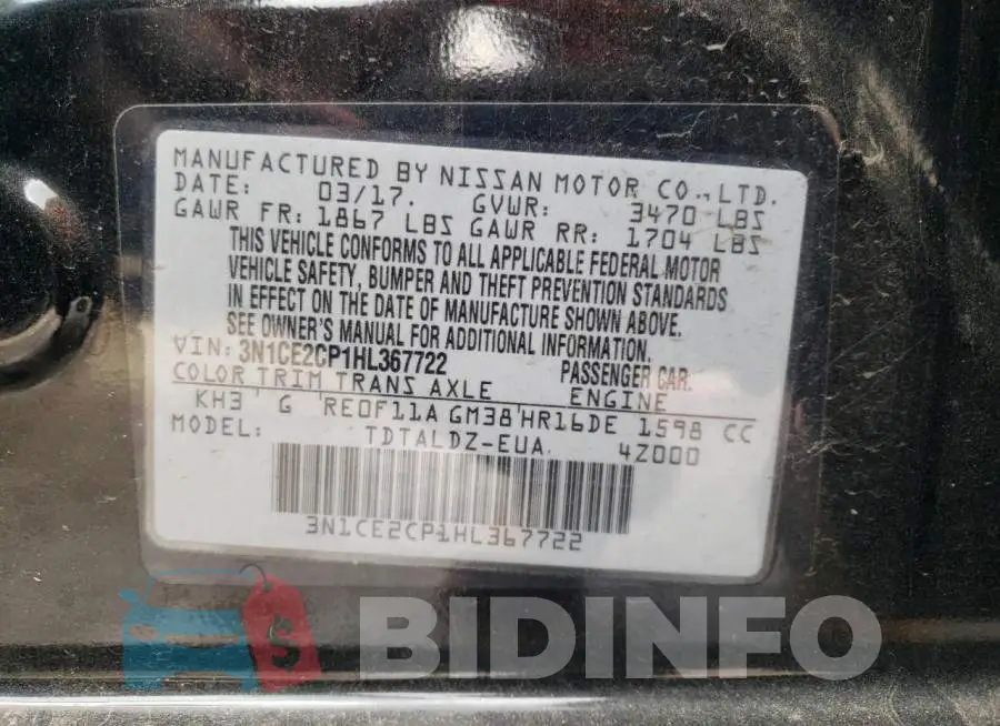 3N1CE2CP1HL367722 Photo# 12