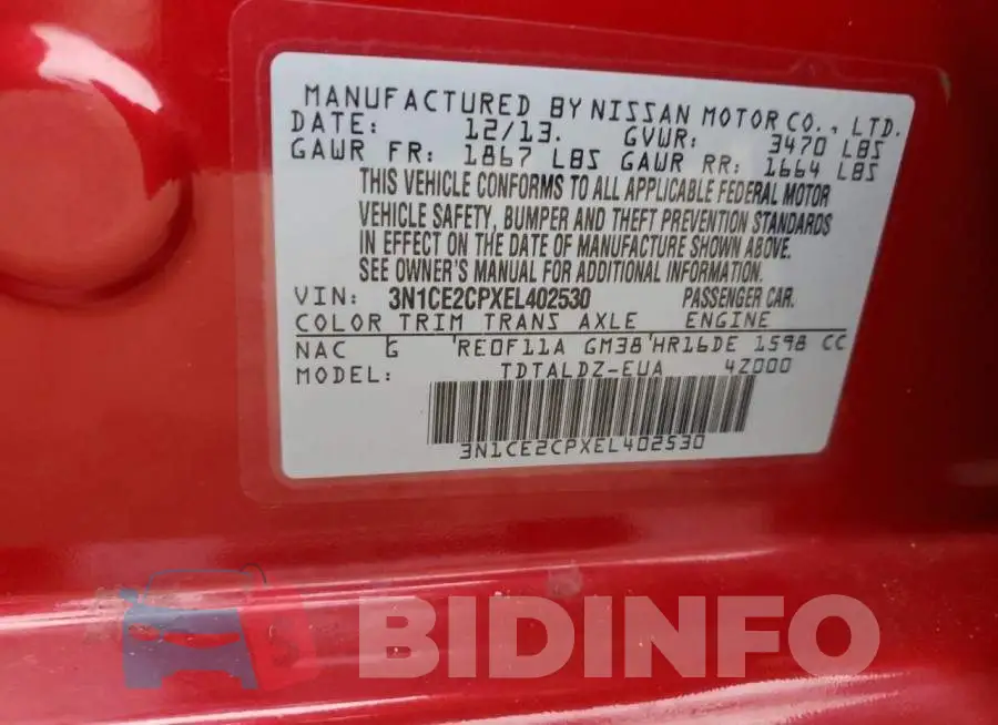 3N1CE2CPXEL402530 Photo# 12