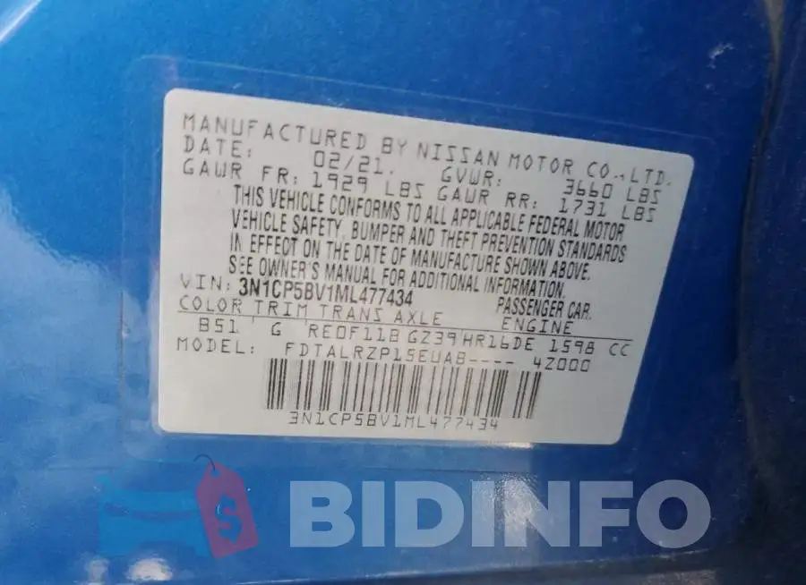 3N1CP5BV1ML477434 Photo# 12