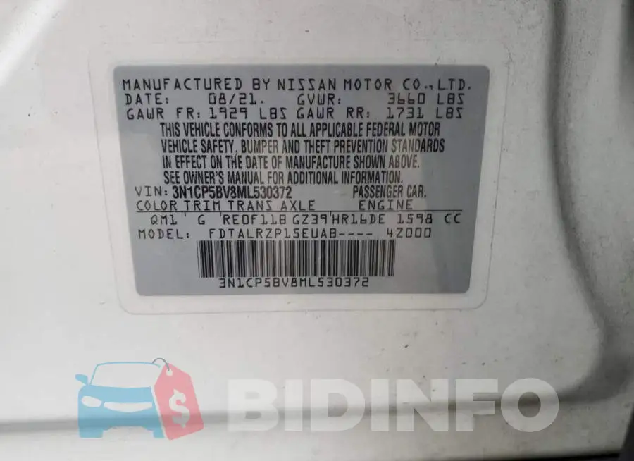 3N1CP5BV8ML530372 Photo# 13