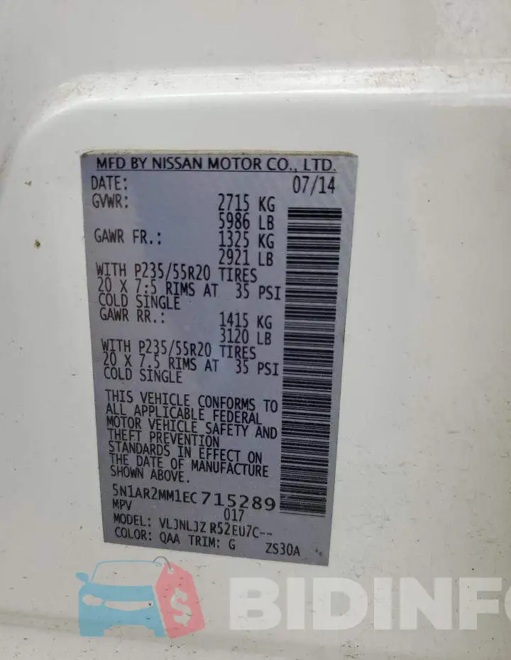 5N1AR2MM1EC715289 Photo# 13