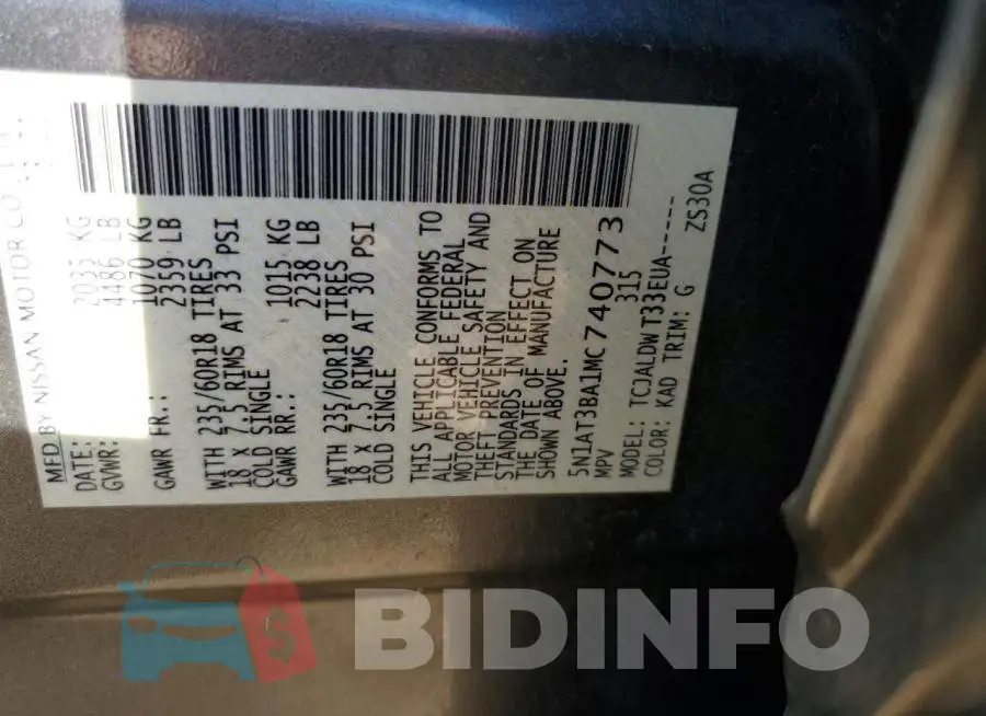 5N1AT3BA1MC740773 Photo# 12