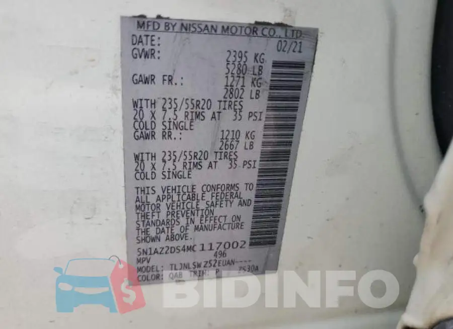 5N1AZ2DS4MC117002 Photo# 13
