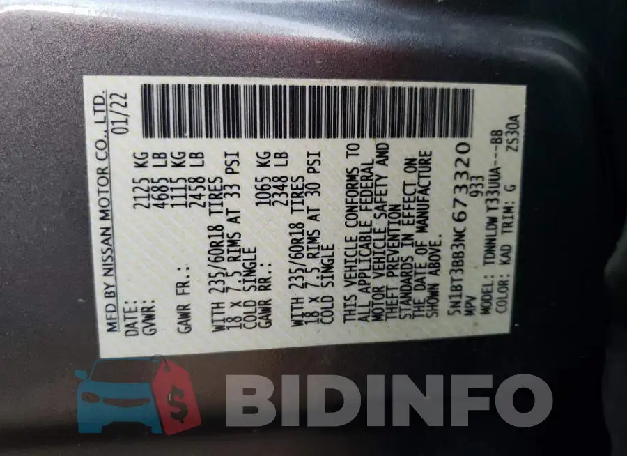 5N1BT3BB3NC673320 Photo# 13