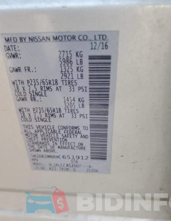 5N1DR2MNXHC651912 Photo# 14
