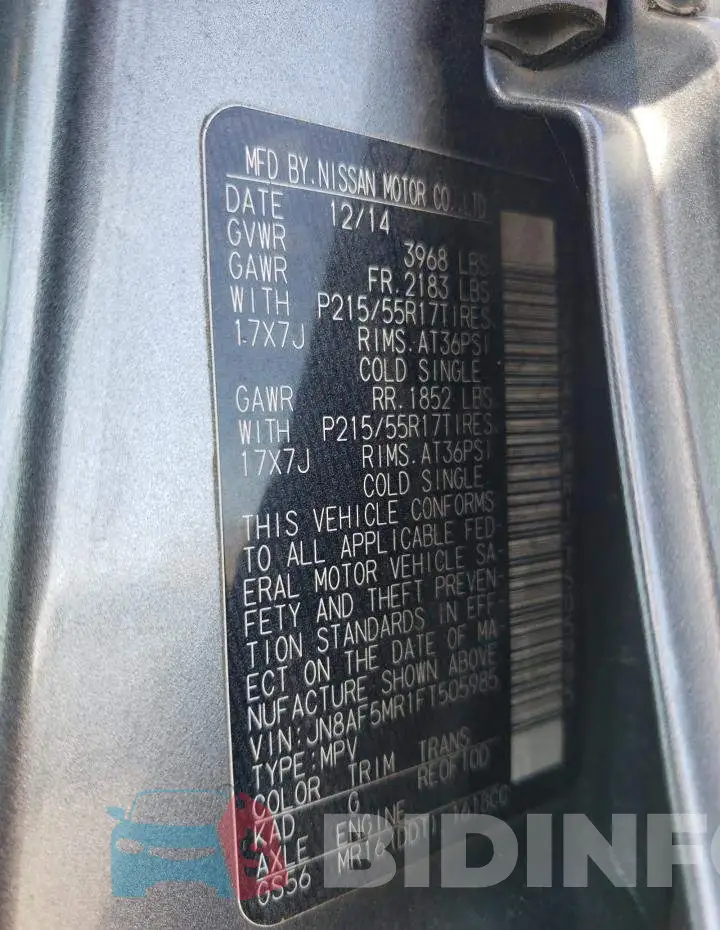 JN8AF5MR1FT505985 Photo# 13