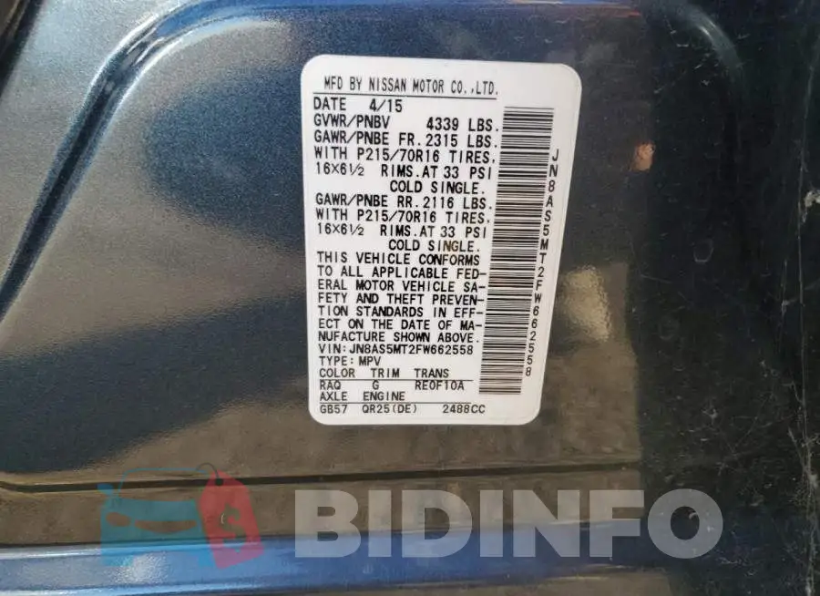 JN8AS5MT2FW662558 Photo# 12