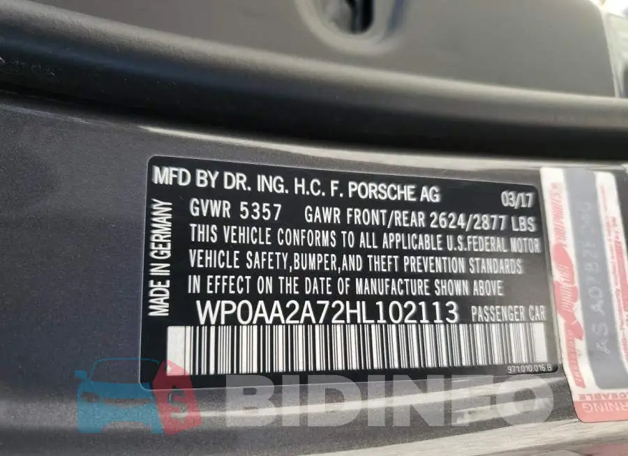WP0AA2A72HL102113 Photo# 12
