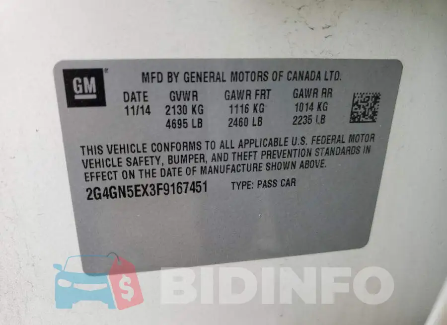 2G4GN5EX3F9167451 Photo# 12