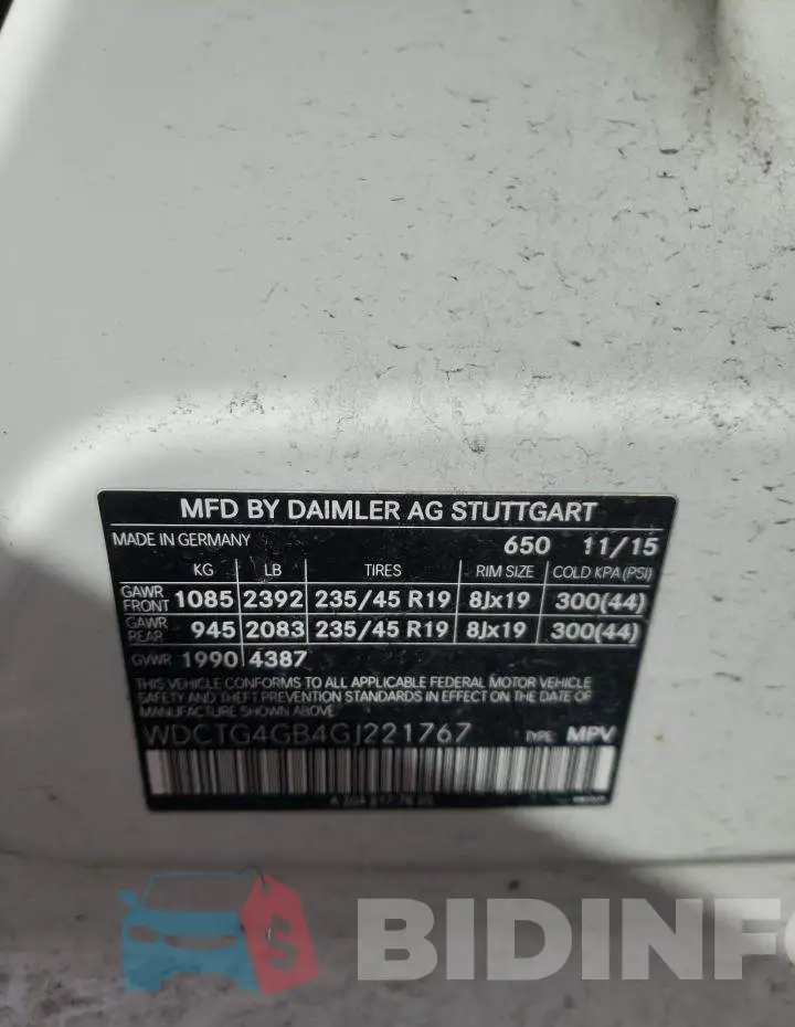 WDCTG4GB4GJ221767 Photo# 12