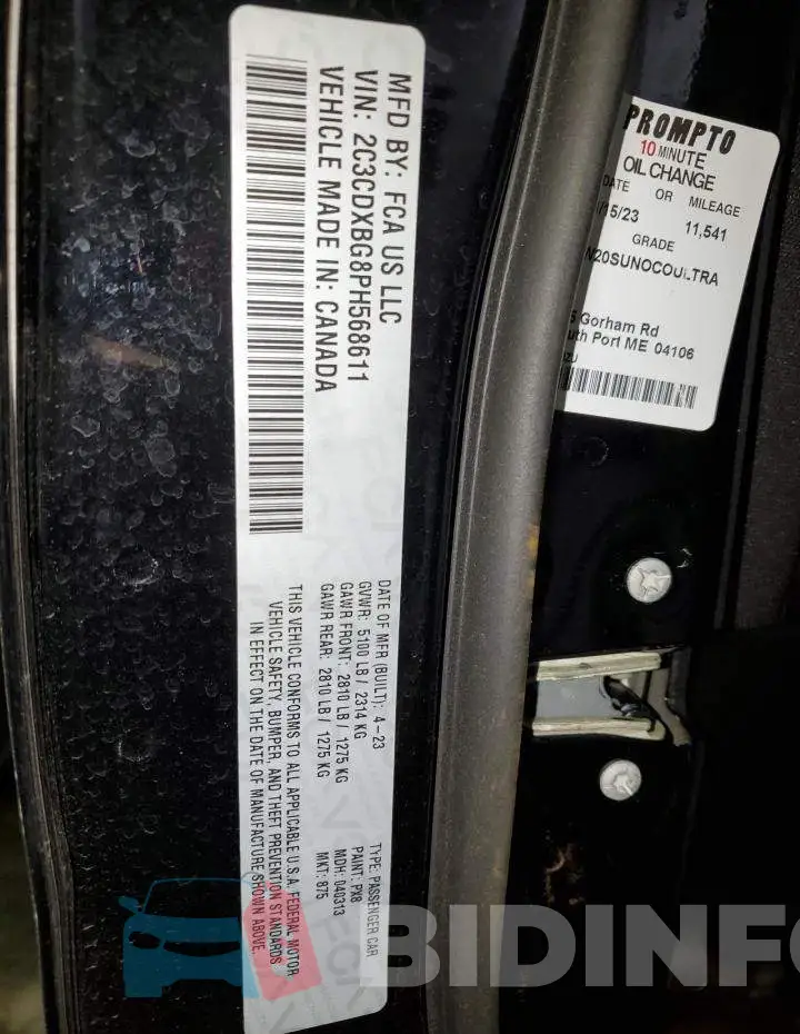 2C3CDXBG8PH568611 Photo# 12