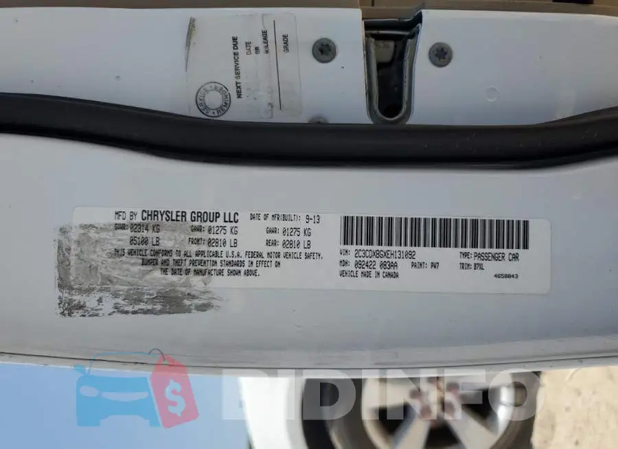 2C3CDXBGXEH131092 Photo# 12