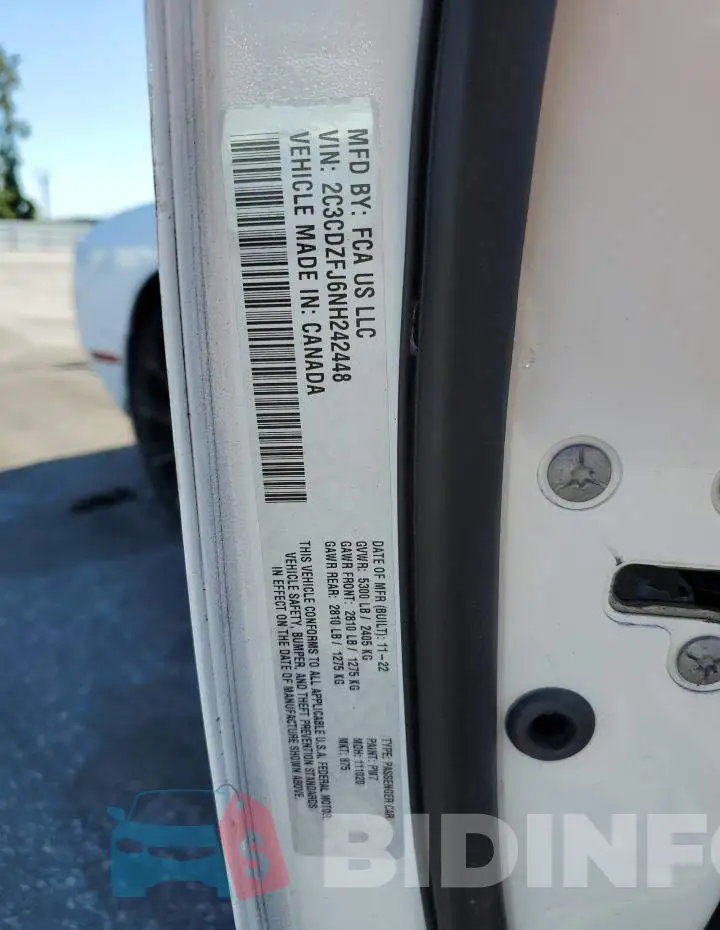2C3CDZFJ6NH242448 Photo# 12