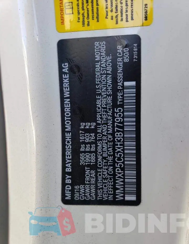 WMWXP5C5XH3B77955 Photo# 13
