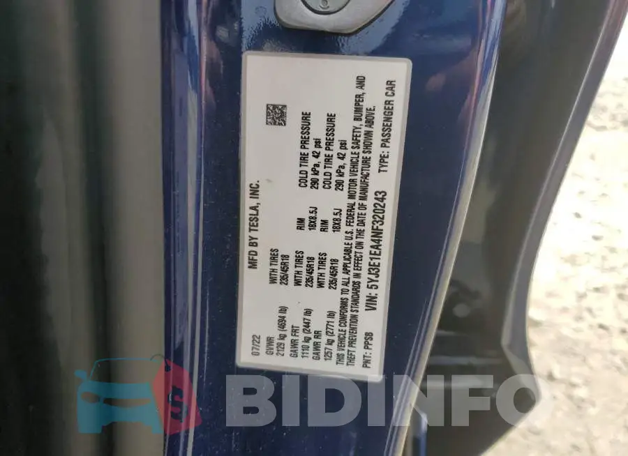 5YJ3E1EA4NF320243 Photo# 12