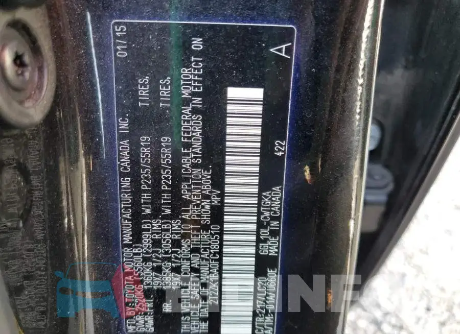 2T2ZK1BA0FC180510 Photo# 12