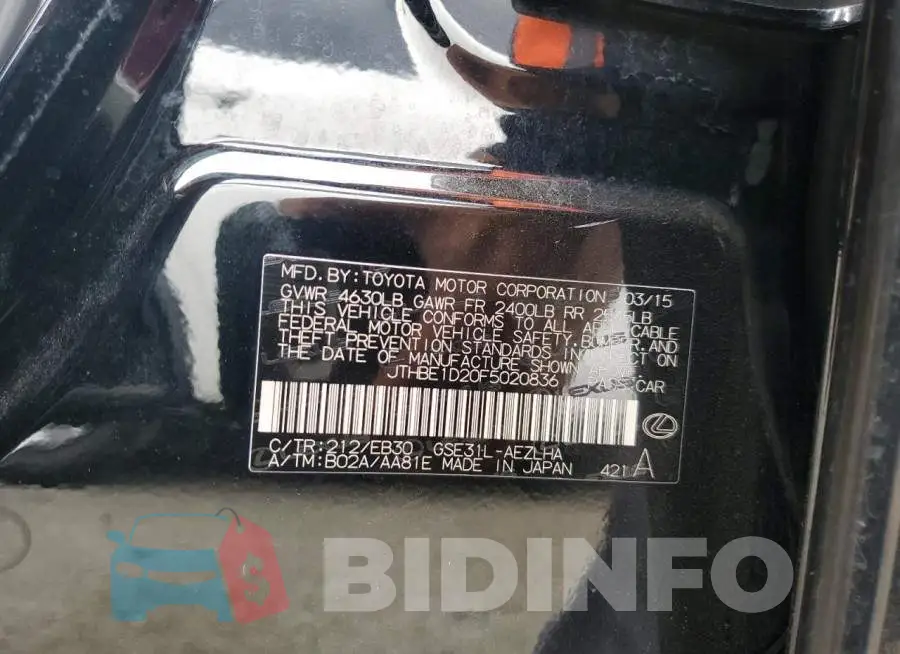 JTHBE1D20F5020836 Photo# 12