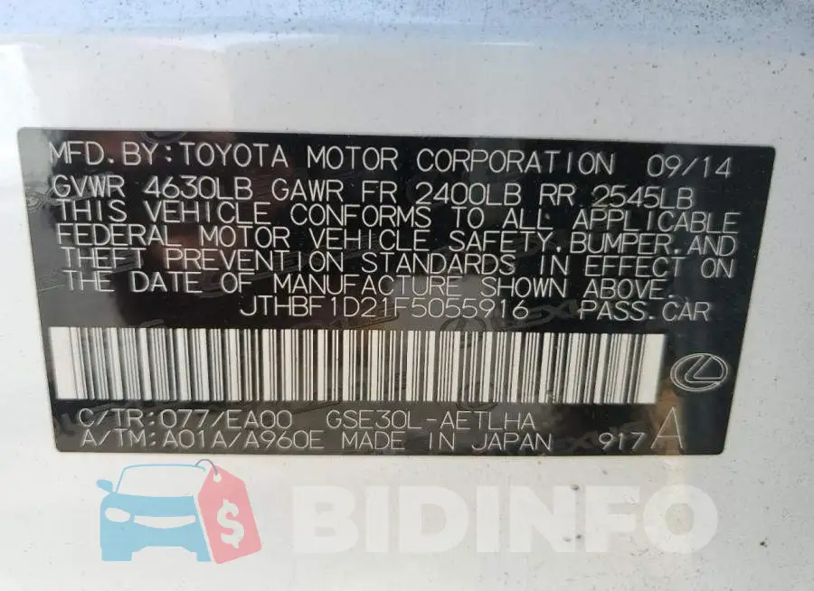 JTHBF1D21F5055916 Photo# 12