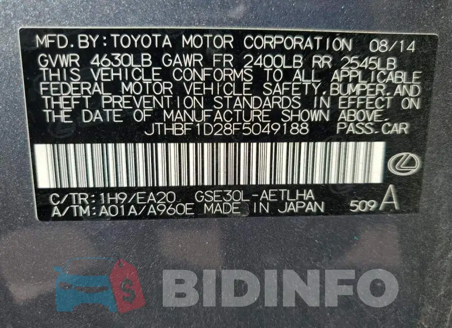 JTHBF1D28F5049188 Photo# 13