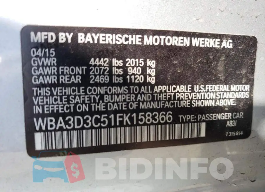 WBA3D3C51FK158366 Photo# 12