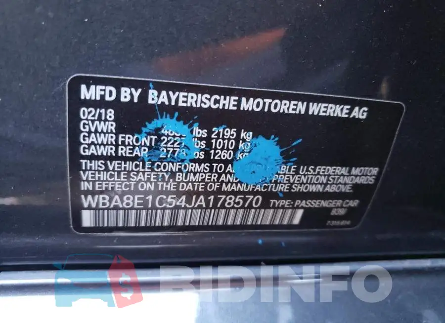 WBA8E1C54JA178570 Photo# 12