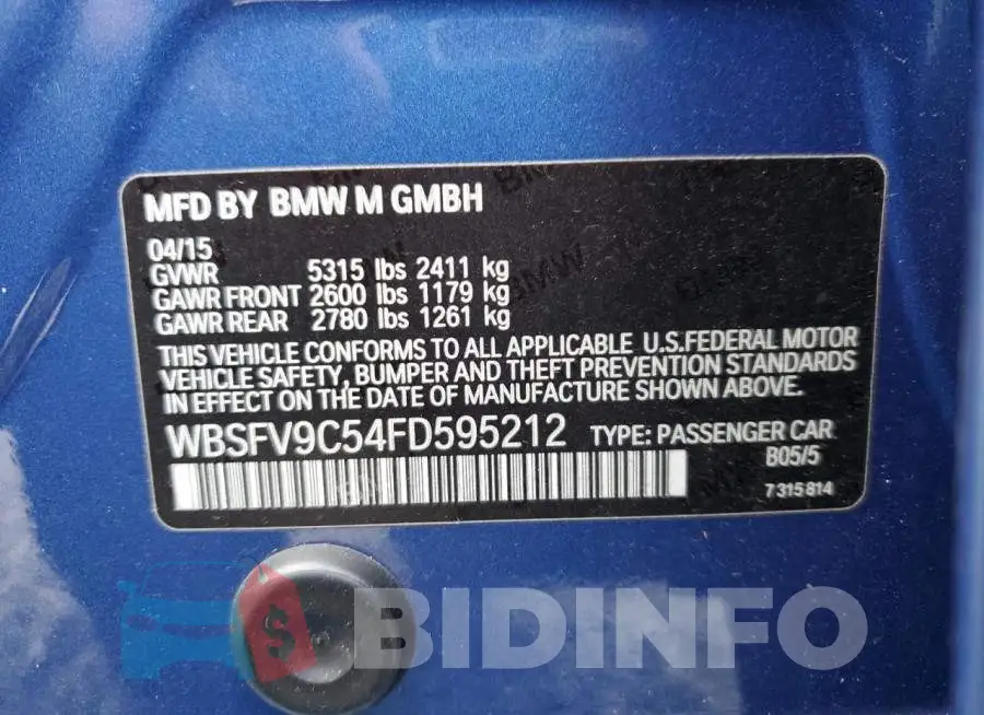 WBSFV9C54FD595212 Photo# 13