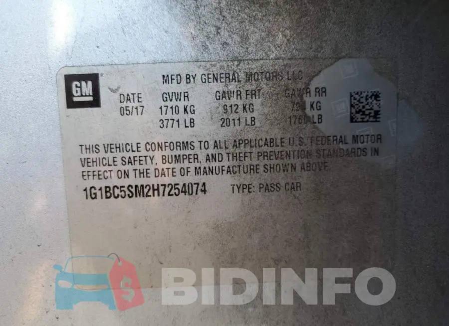 1G1BC5SM2H7254074 Photo# 13