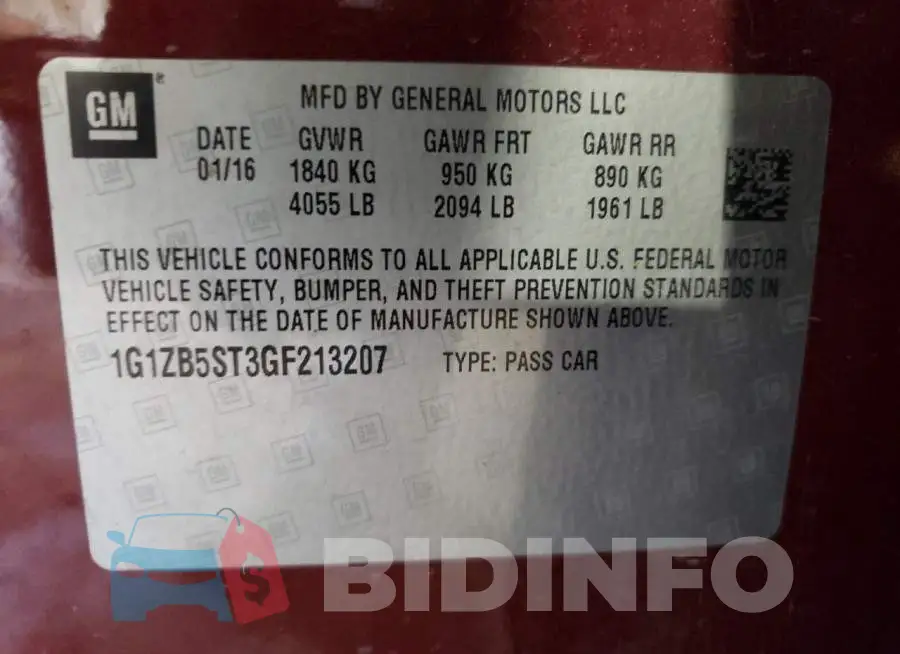 1G1ZB5ST3GF213207 Photo# 13