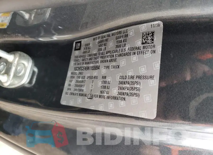 1GCHTCEN9H1155894 Photo# 13
