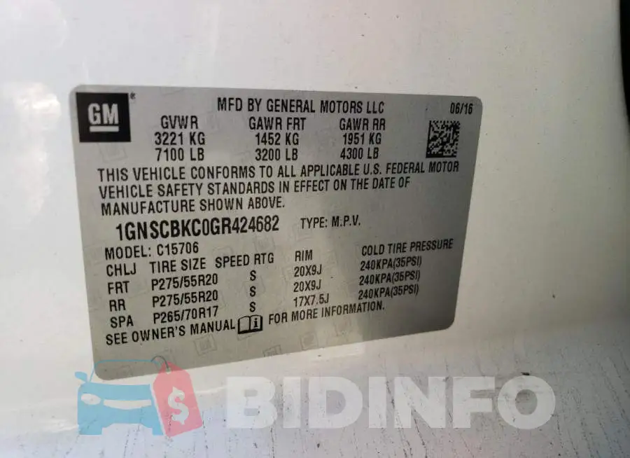 1GNSCBKC0GR424682 Photo# 13