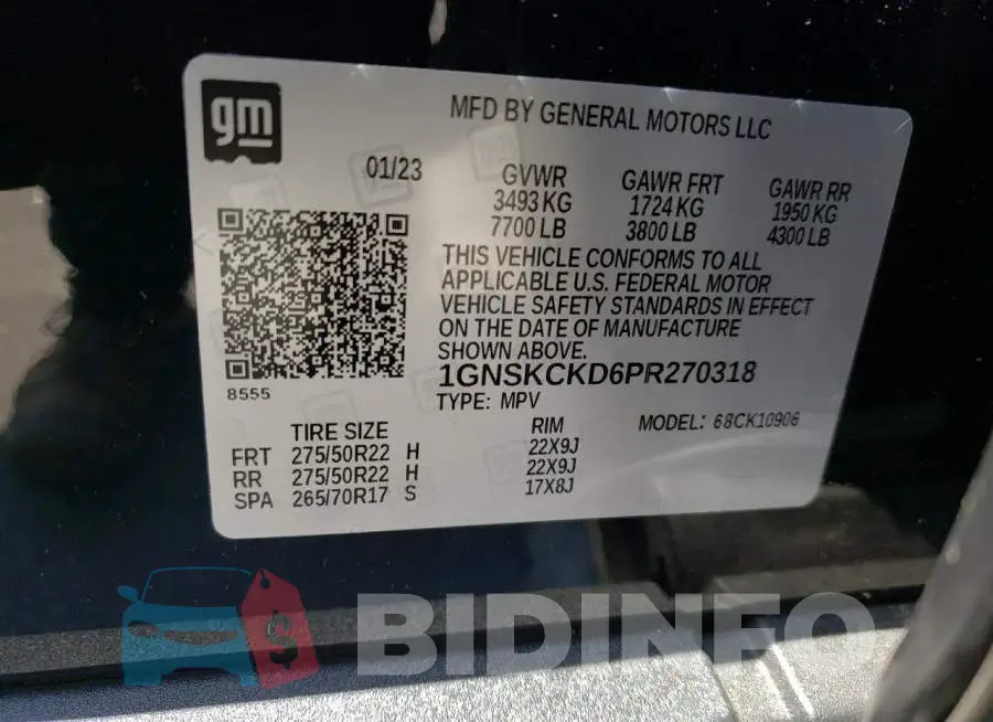 1GNSKCKD6PR270318 Photo# 14