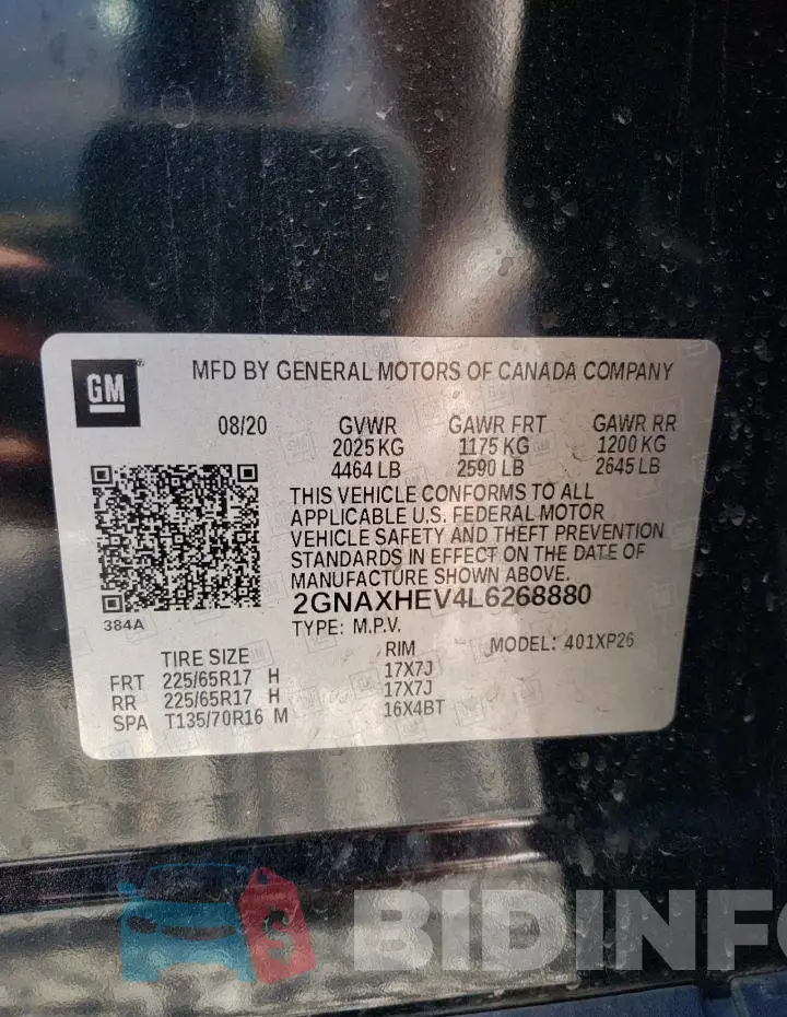 2GNAXHEV4L6268880 Photo# 12