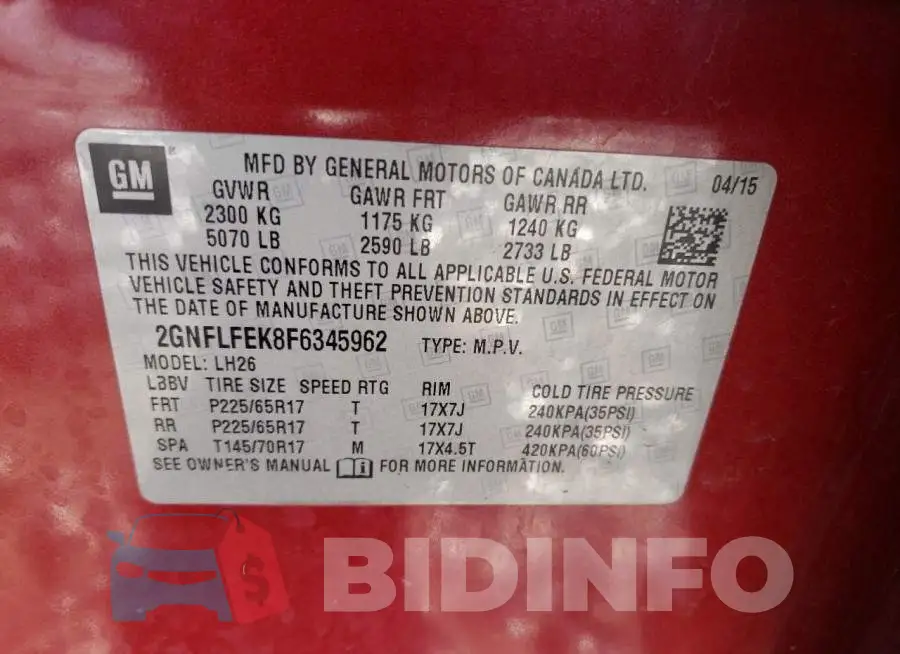2GNFLFEK8F6345962 Photo# 12