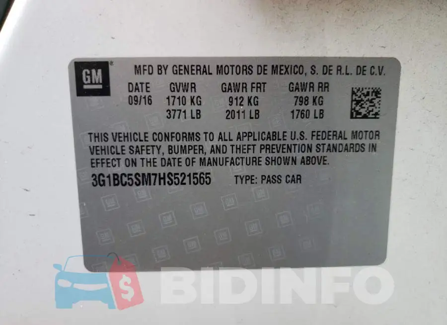 3G1BC5SM7HS521565 Photo# 12