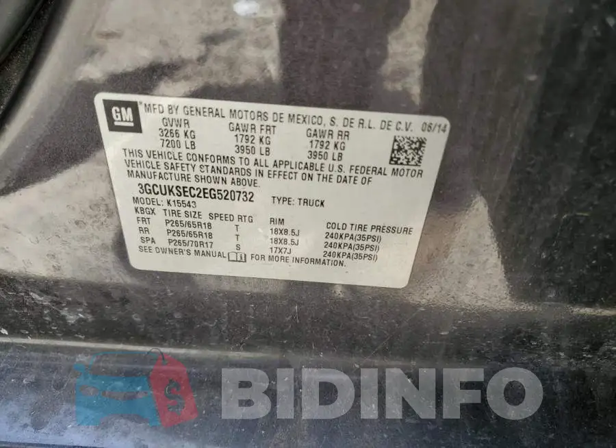 3GCUKSEC2EG520732 Photo# 12