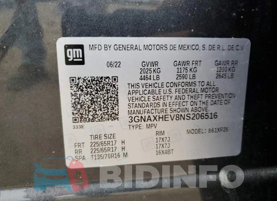 3GNAXHEV8NS206516 Photo# 13