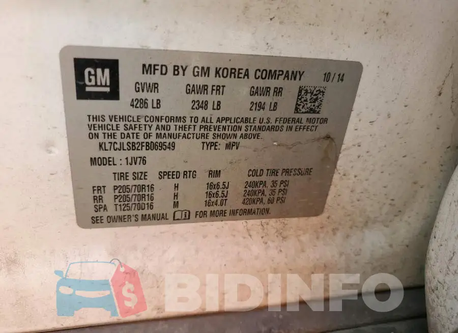 KL7CJLSB2FB069549 Photo# 13