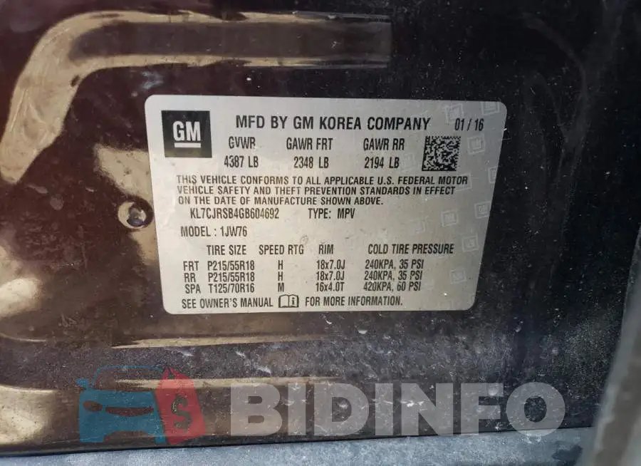 KL7CJRSB4GB604692 Photo# 14