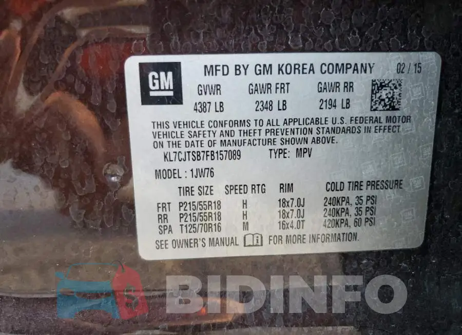 KL7CJTSB7FB157089 Photo# 13