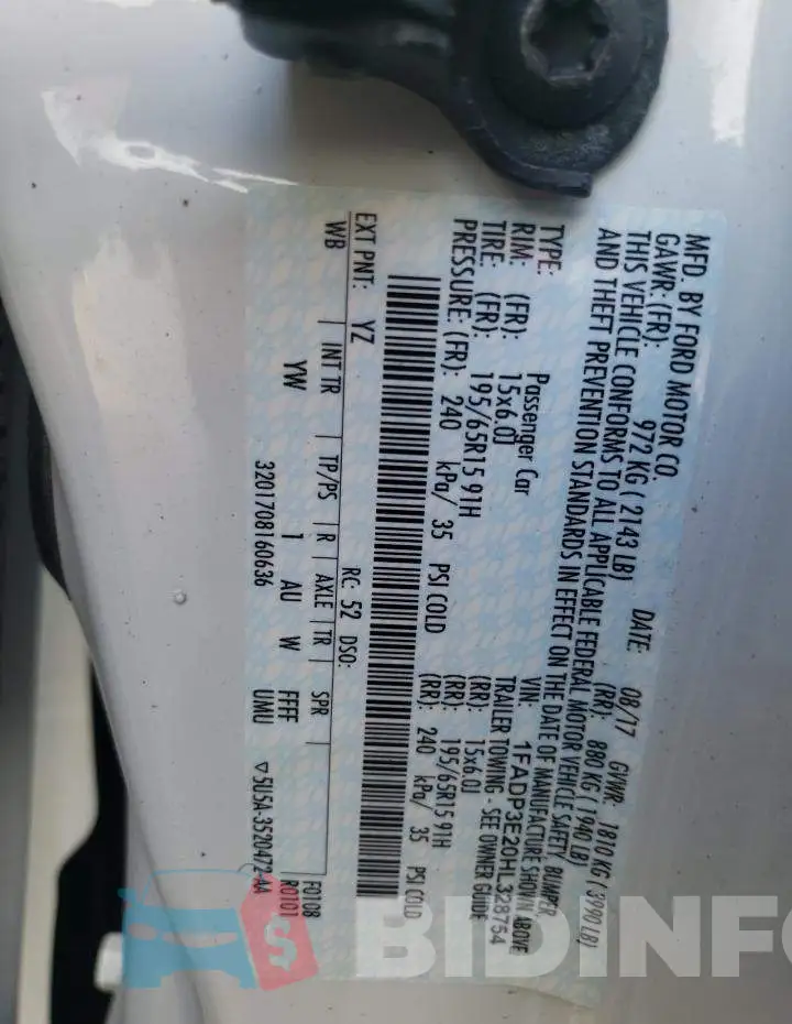 1FADP3E20HL328754 Photo# 12
