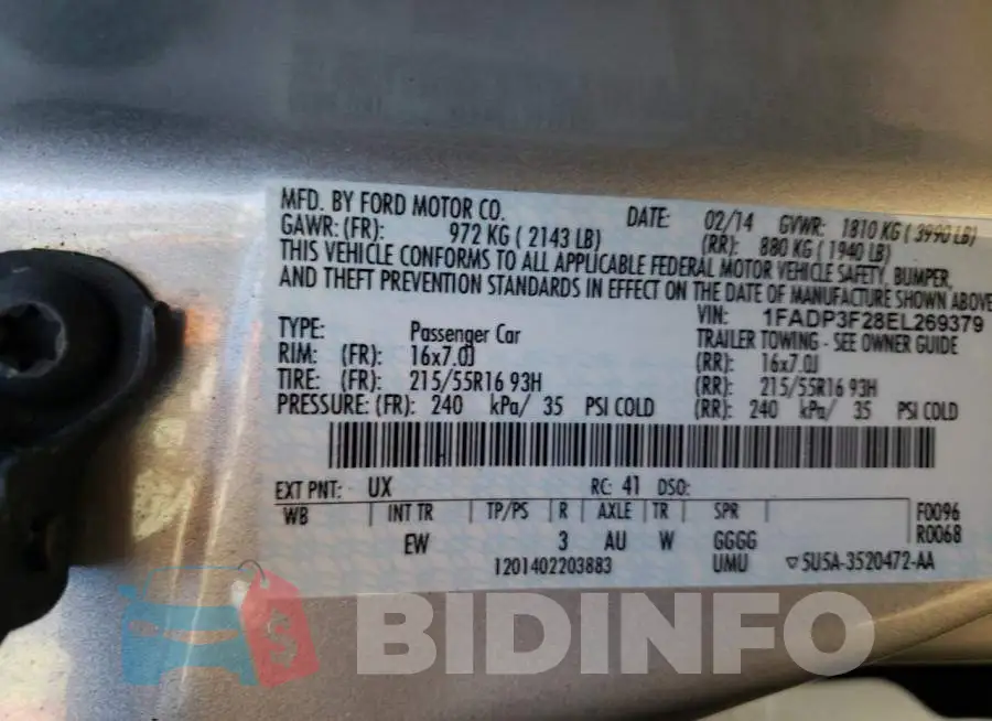 1FADP3F28EL269379 Photo# 13