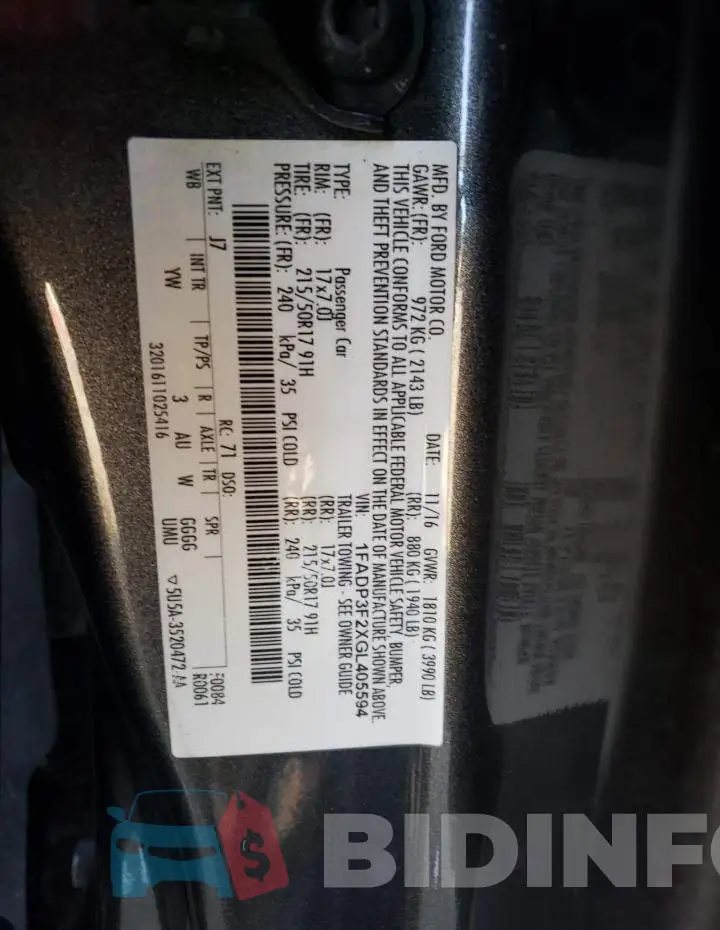 1FADP3F2XGL405594 Photo# 12