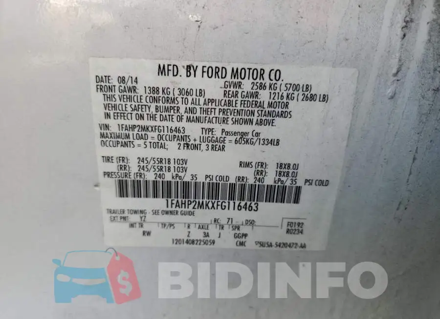 1FAHP2MKXFG116463 Photo# 13