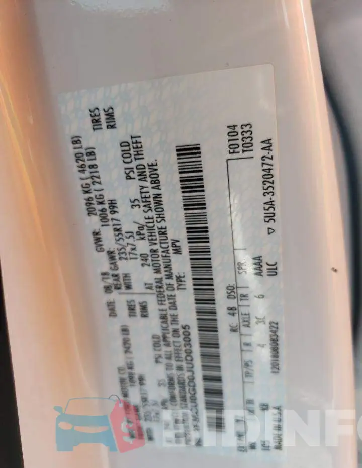 1FMCU0GD0JUD03005 Photo# 13