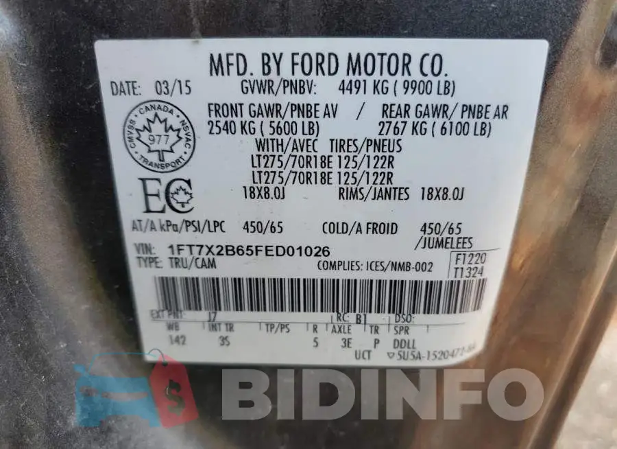 1FT7X2B65FED01026 Photo# 12
